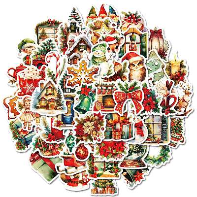 50Pcs Christmas Eve Theme Cartoon Paper Stickers DIY-P085-11-1