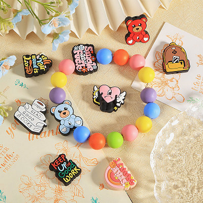 CHGCRAFT 9Pcs 9 Style Food Grade Eco-Friendly Silicone Beads SIL-CA0002-93-1