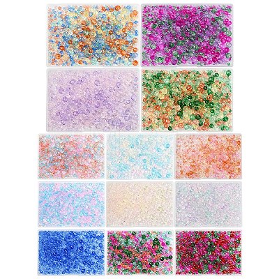 6 Styles Gradient Color Transparent Painted Glass Beads Strands DGLA-YW0001-28A-1