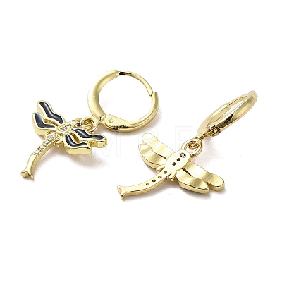 Dragonfly Real 18K Gold Plated Brass Dangle Leverback Earrings EJEW-L268-011G-01-1