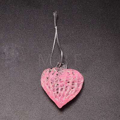 Brushed Style Heart Glass Pendant GLAA-WH0031-07C-1