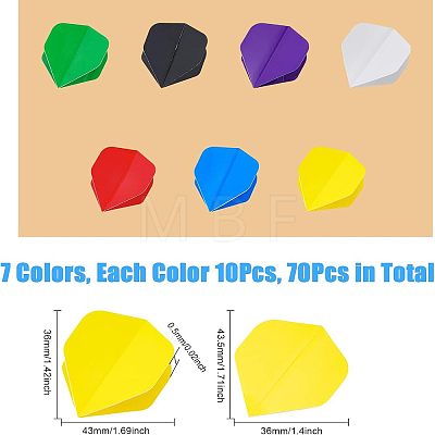 ® 70Pcs 7 Colors ABS Dart Flights Wholesale for Steel Tip Dart and Soft Tip Darts FIND-CA0006-66-1