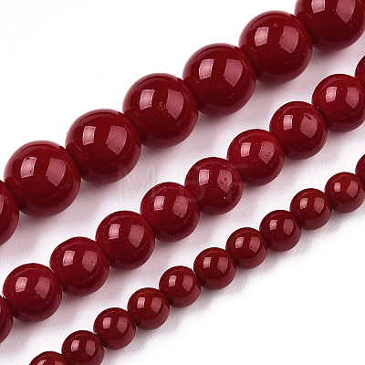 Opaque Solid Color Glass Beads Strands X-GLAA-T032-P8mm-05-1