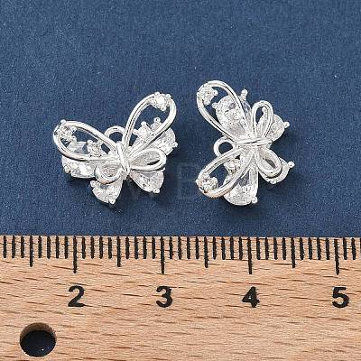 Brass Micro Pave Clear Cubic Zirconia Pendants KK-C168-15S-1