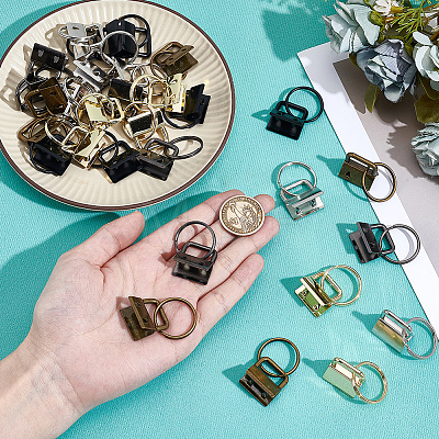 30Pcs 5 Colors Iron Ribbon Ends with Keychain Split Ring IFIN-GF0001-66-1