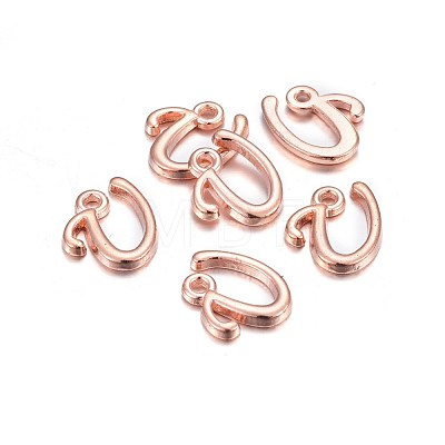 Rose Gold Plated Alloy Letter Pendants X-PALLOY-J718-01RG-U-1