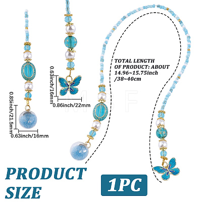 Glass & ABS Plastic Imitation Pearl & Acrylic Bead Bookmark AJEW-CP00020-1