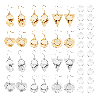 12 Pairs 12 Style Glass Blank Dome Dangle Earrings EJEW-AB00025-1