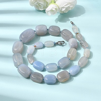Dyed Natural Agate Cuboid Graduated Beaded Necklaces with Alloy Clasps NJEW-C113-01D-1