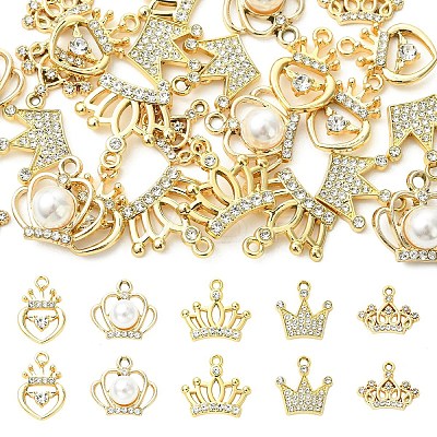 25Pcs 5 Styles Alloy with Rhinestone Pendants FIND-YW0012-71-1