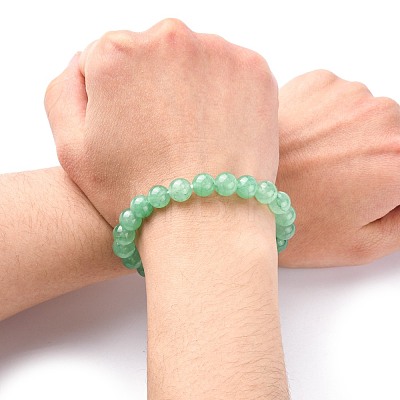 Dyed Natural Green Aventurine Beads Stretch Bracelets X-BJEW-Q305-1