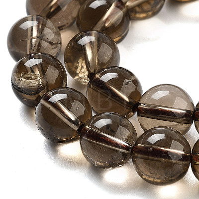 Natural Smoky Quartz Round Beads Strands G-E329-10mm-38-1