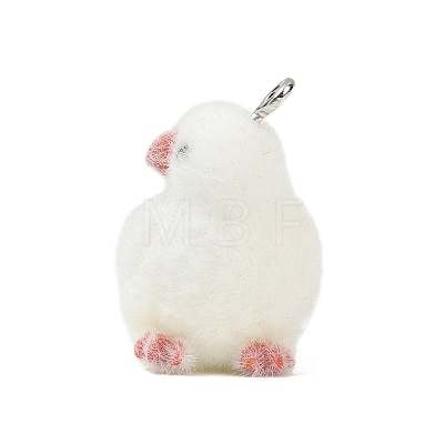 Animal Theme Flocky Opaque Resin Pendants RESI-H042-01P-01-1