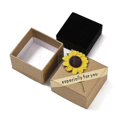 Kraft Paper Gift Boxes with Faux Sunflower Outside for Ring CON-Z011-01A-01-1