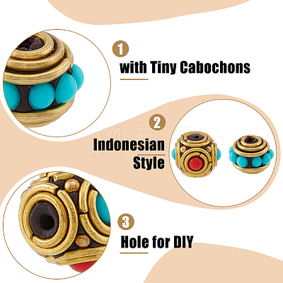 SUPERFINDINGS 12Pcs 6 Style Handmade Indonesia Beads KK-FH0006-82-1