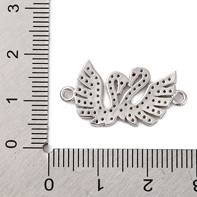 Rack Plating Brass Micro Pave Cubic Zirconia Couple Swan Connector Charms KK-Z070-13P-1