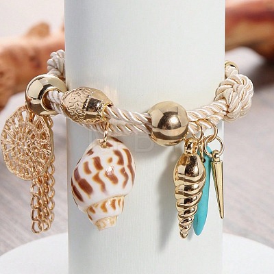 Bohemian Alloy & CCB Plastic & Resin & Natural Shell Charm Bracelets FS-WGD6F52-02-1