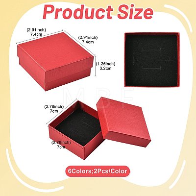 12Pcs 6 Colors Cardboard Jewelry Boxes CBOX-FS0001-10-1