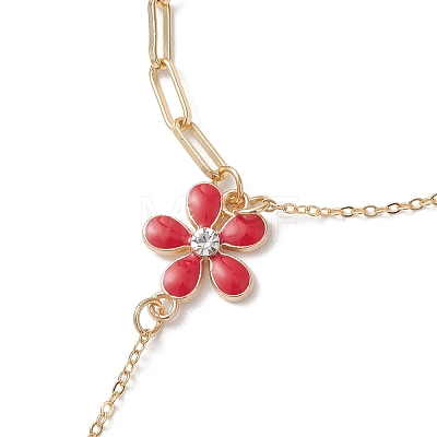 Alloy Enamel Flower Link Ring Bracelets BJEW-JB13261-1