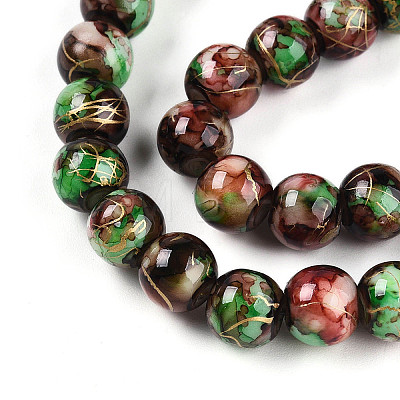 Baking Painted Glass Beads Strands DGLA-N003-8mm-B07-1