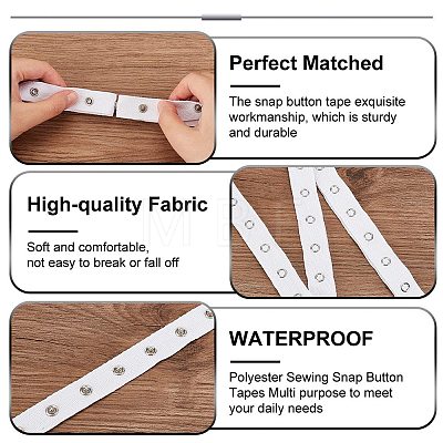 5 Yards Alloy Snap Button Tape Trim Polyester Ribbons DIY-OC0011-27A-1