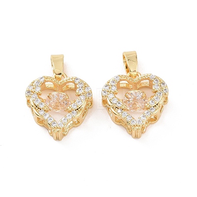 Brass Micro Pave Clear Cubic Zirconia Charms KK-E068-VC283-1