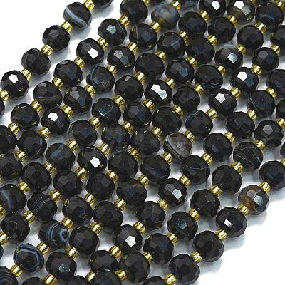 Natural Banded Black Agate Beads Strands G-K389-E51-01-1