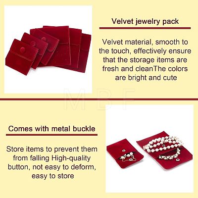 8Pcs 2 Style Square Velvet Jewelry Bags TP-FH0001-01B-1