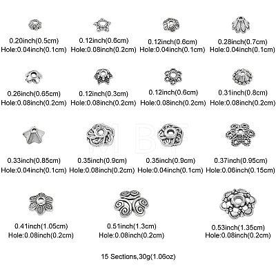 30G Tibetan Style Alloy Flower Bead Caps Sets TIBE-YW0001-30-1