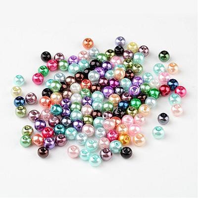 Mixed Pearlized Glass Pearl Round Beads X-HYC002-1