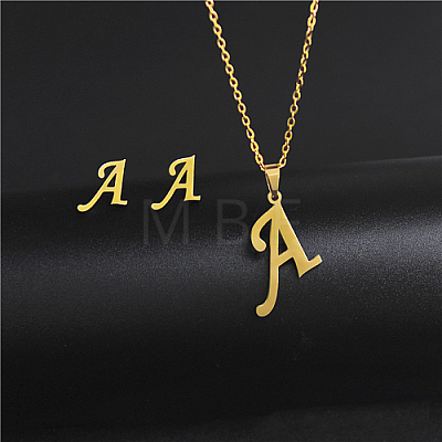 Golden Stainless Steel Initial Letter Jewelry Set IT6493-5-1