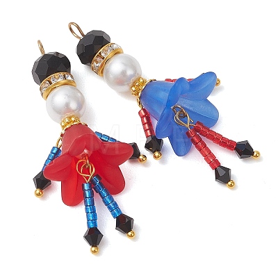 2Pcs Glass Seed Bead and Acrylic Big Pendants PALLOY-MZ01290-1