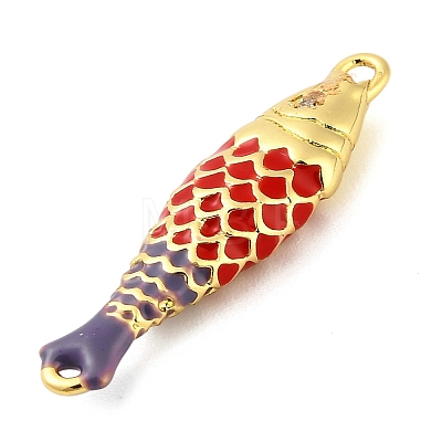 Brass Enamel Fish Connector Charms KK-H527-11G-04-1