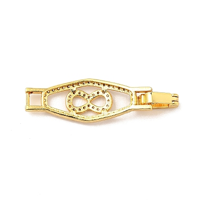 Rhombus with Bowknot Rack Plating Brass Clear Cubic Zirconia Watch Band Clasps ZIRC-H125-21G-1