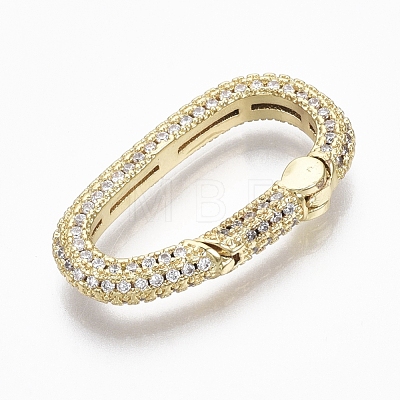 Brass Micro Pave Clear Cubic Zirconia Spring Gate Rings ZIRC-R019-006-NF-1