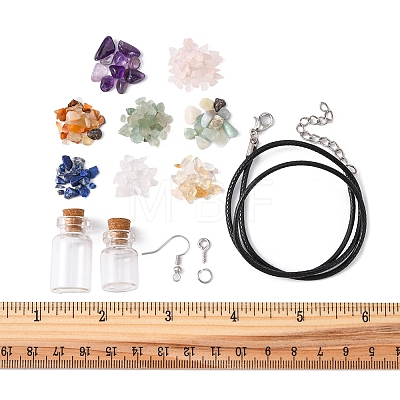DIY Natural Mixed Gemstone Wish Bottle Earring Necklace Making Kit DIY-FS0003-13-1