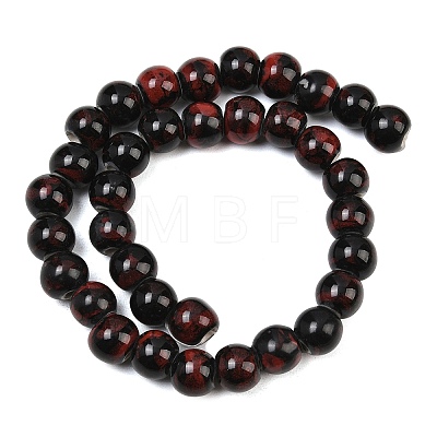 Handmade Fancy Antique Glazed Porcelain Ceramic Round Beads Strands PORC-L019-10mm-M-1