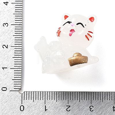 Luminous Resin Lucky Cat Display Decorations DJEW-P020-01B-1