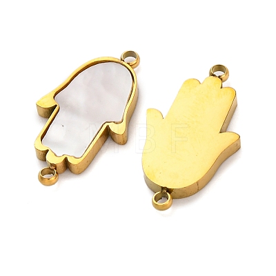 Ion Plating(IP) 304 Stainless Steel Pave Natural Shell Connector Charms STAS-Z100-03G-02-1