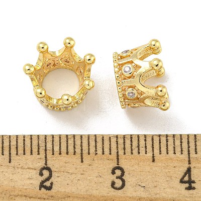 Brass Cubic Zirconia European Beads KK-L075-019LG-1