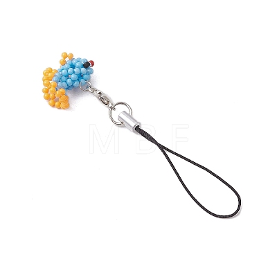 Glass Seed Bead Beaded Fish Charm Mobile Straps HJEW-MZ00182-02-1