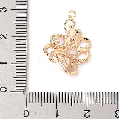 Brass Inlay Clear Glass Pendants KK-S388-30G-1