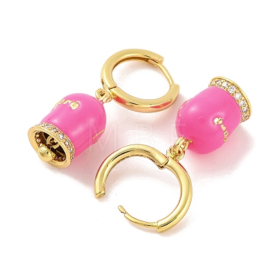 Bell Brass & Enamel Hoop Earrings for Women EJEW-U015-25G-1