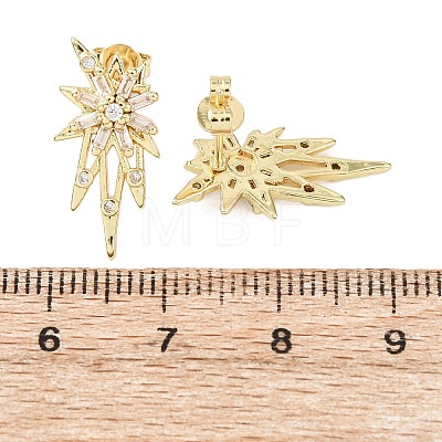 Star Brass Micro Pave Clear Cubic Zirconia Stud Earrings EJEW-D351-08G-1