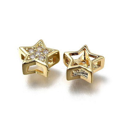 Star Brass Micro Pave Clear Cubic Zirconia Slide Charms LS-ZIRC-I070-013G-1