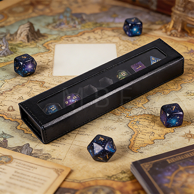 7-Slot Imitation Leather Dice Organizer Boxes with Magnetic Visible Window Lid ODIS-WH0079-105B-1