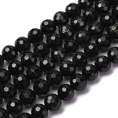 Natural Black Tourmaline Beads Strands G-S345-8mm-002-1