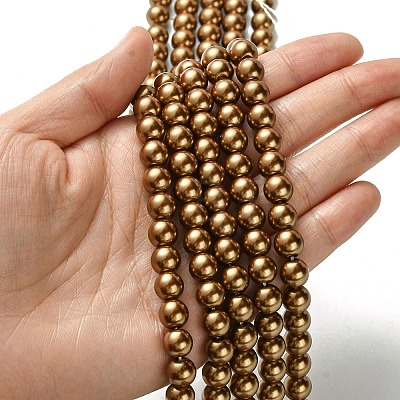 Eco-Friendly Glass Pearl Beads Strands HY-A008-8mm-RB090-1