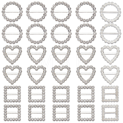 60Pcs 3 Styles Alloy Rhinestone Slider Buckles FIND-CY0001-92-1