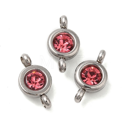 304 Stainless Steel Single Rhinestone Connector Charms STAS-E194-13P-M-1